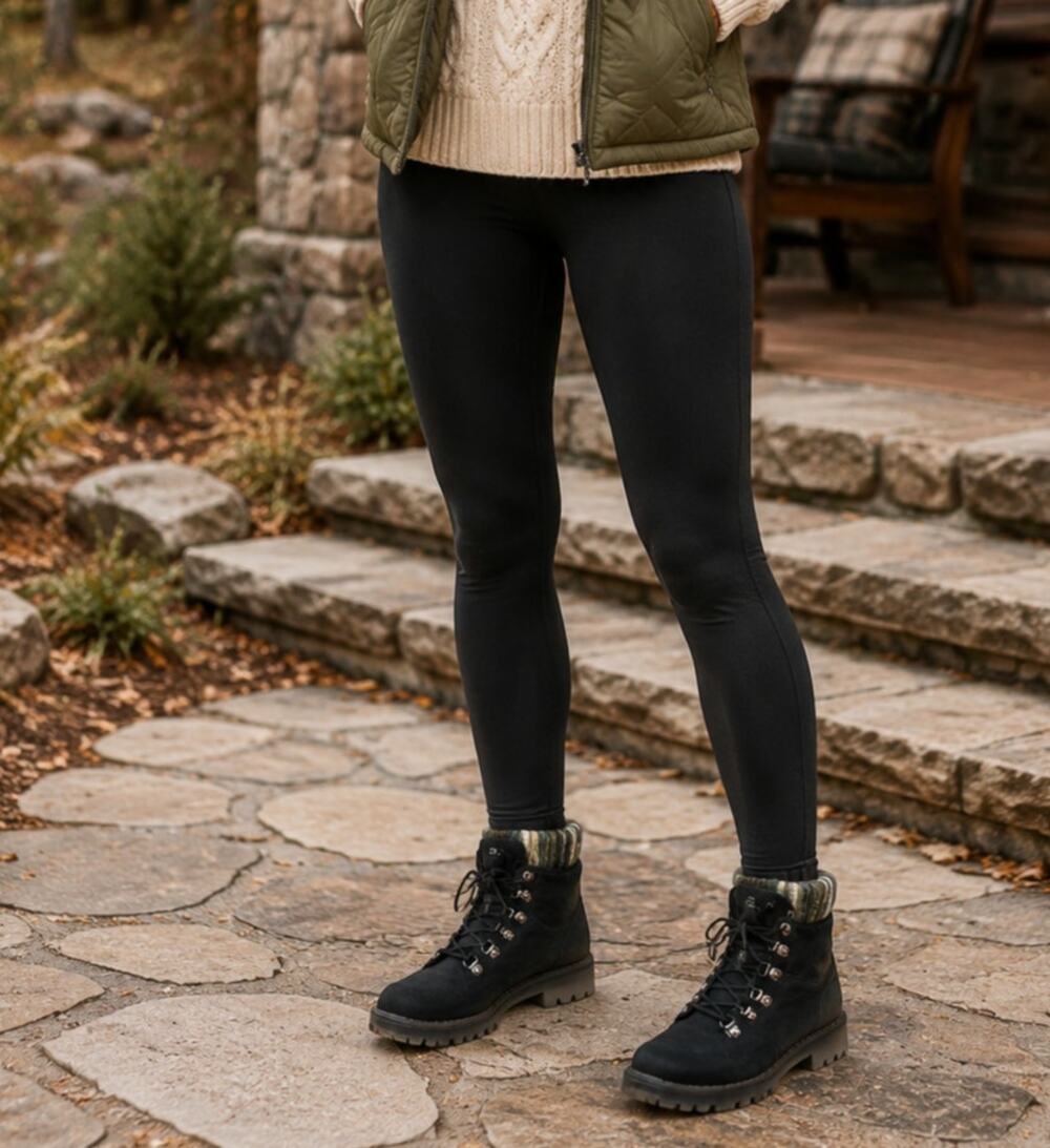 Cliffs White Mountain Boots Women’s 10M Black Knit Cuff Lace Up Ankle